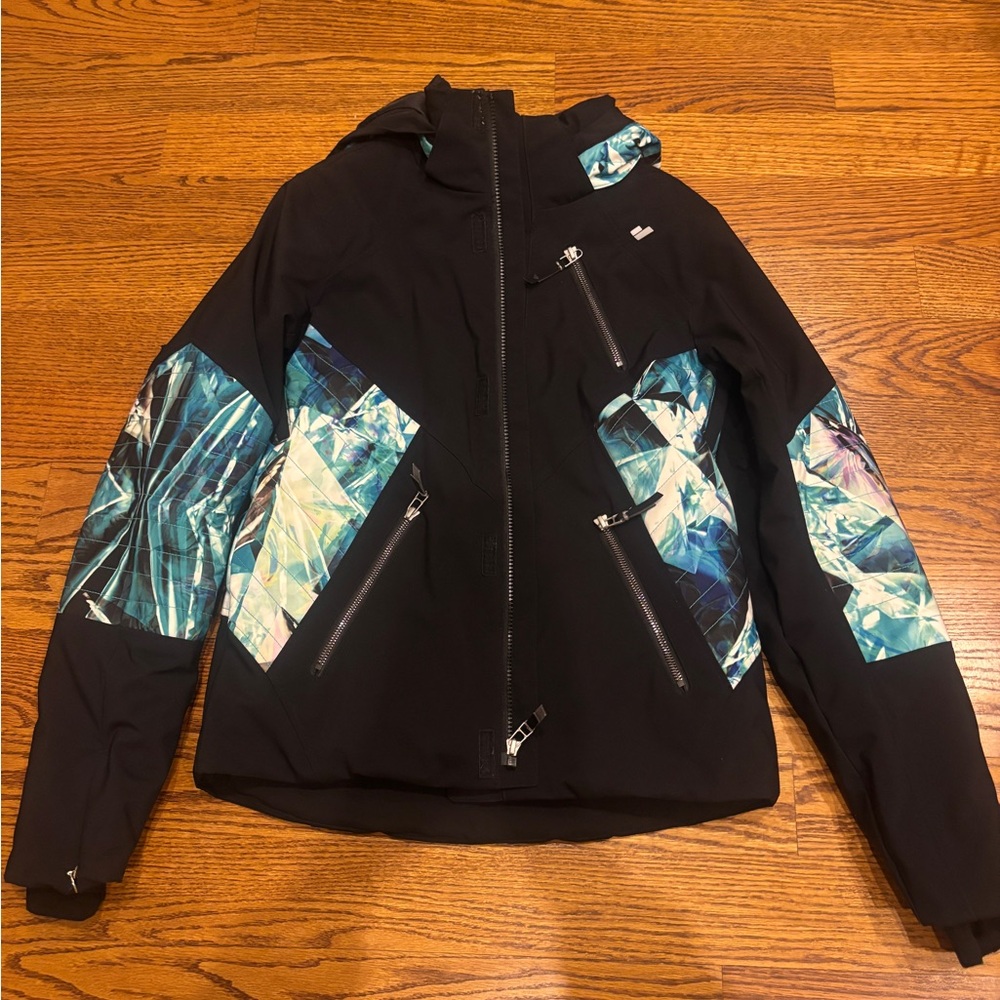 Obermeyer Women's Black and Teal Ski Jacket with Pants